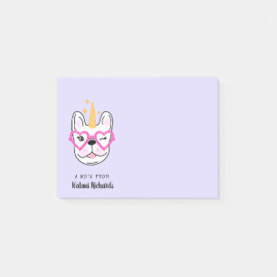 Post-it® Cute Little Frenchie Personnalisé   Pourpre
