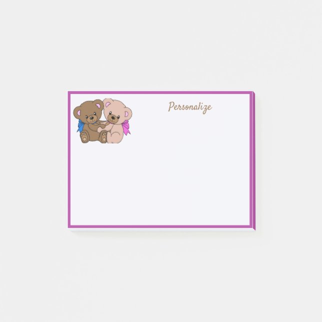 Post-it® Cute Little Twin Nounours personnalisés (Devant)