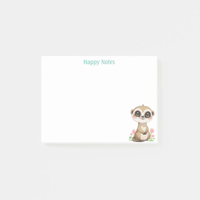 Post-it® Cute Meerkat et Fleurs Personnalisées (Devant)