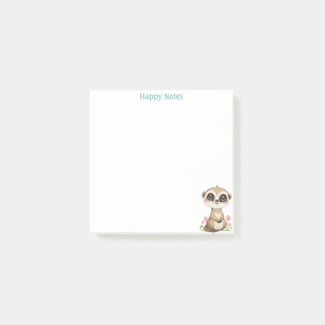 Post-it® Cute Meerkat et Fleurs Personnalisées (Devant)