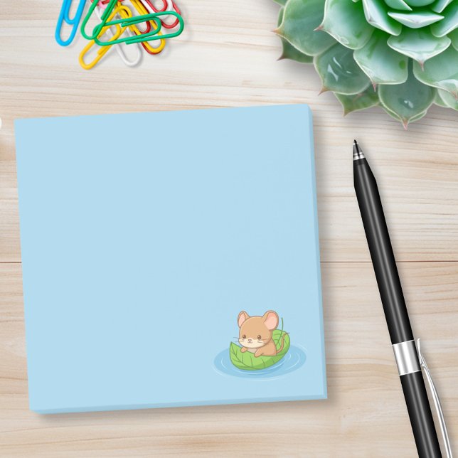 Post-it® Cute Mouse in a Leaf Boat Blue (Créateur téléchargé)