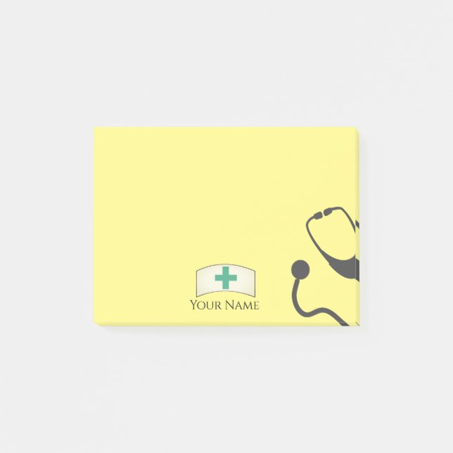 Post-it® Cute Nurse Casquette Médicale Stethoscope Nom jaun (Devant)