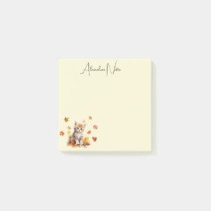 Post-it® Cute Orange Tabby Kitten dans les feuilles d'autom