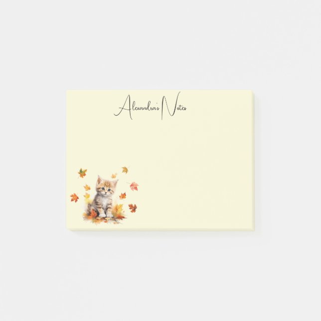 Post-it® Cute Orange Tabby Kitten dans les feuilles d'autom (Devant)