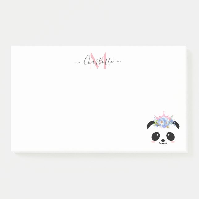 Post-it® Cute panda ours princesse monogramme personnalisé (Devant)