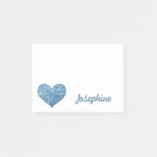 Post-it® Cute Parties scintillant Bleu Coeur Personnalisé F