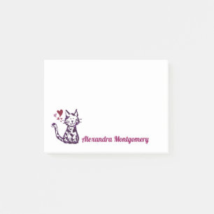 Post-it® Cute Parties scintillant Purple Chat Rose et Coeur