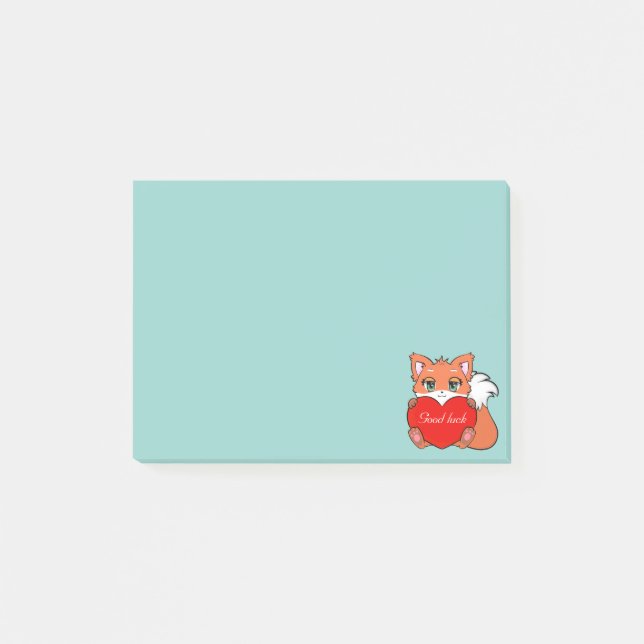 Post-it® Cute Petit Fox sur Bleu clair (Devant)