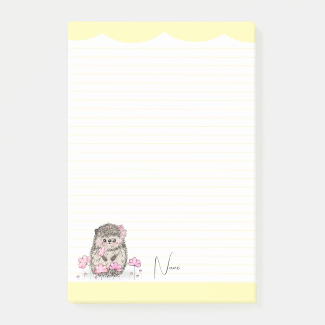 Post-it® Cute petit hérisson Personnalisé Jaune (Devant)