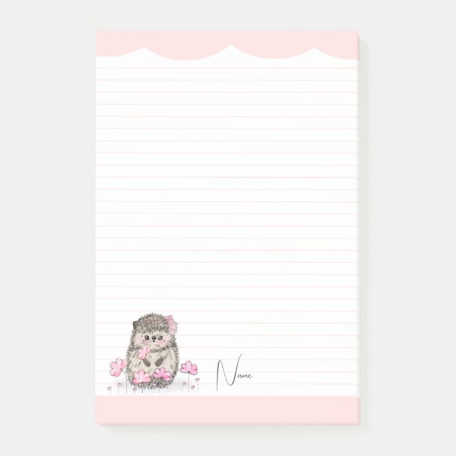 Post-it® Cute petit hérisson personnalisé rose (Devant)