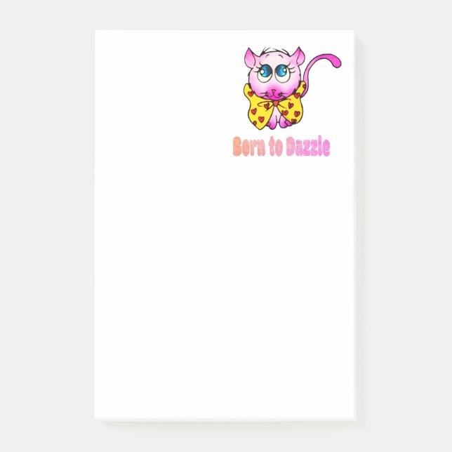 Post-it® Cute Pink Kitty - Born to Dazzle Art (Devant)