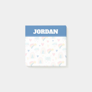 Post-it® Cute Rainbow Hearts & Clouds Motif
