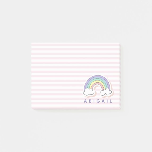 Post-it® Cute Rainbow - Personnalisé Rose Striped Kids (Devant)