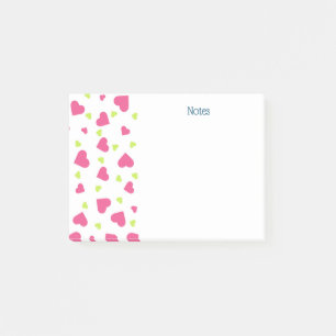 Post-it® Cute rose et vert Tumbling Hearts Motif