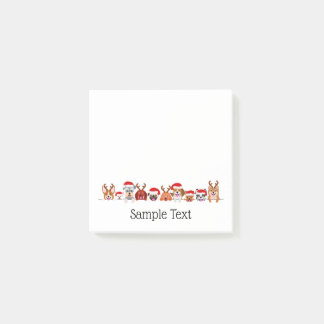 Post-it® cute small dogs in Santa hats and antlers 