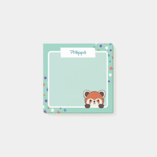 Post-it® Cute Stars & Peekabo Red Panda Ajouter Votre Nom