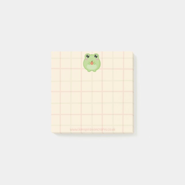 Post-it® Cute Sticky notes with a frog with an apple (Devant)