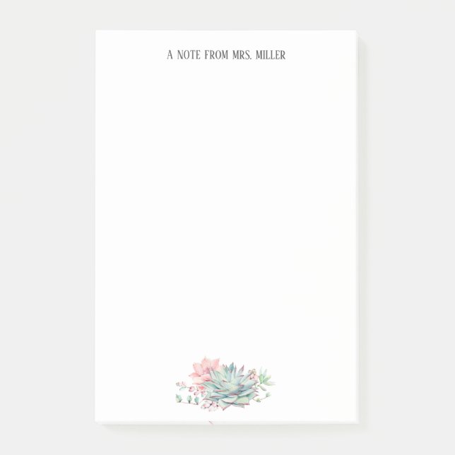 Post-it® Cute Succulents Enseignant personnalisé (Devant)