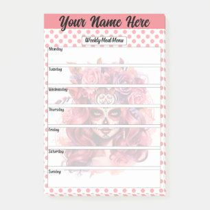 Post-it® Cute Sugar Skull Repas hebdomadaire Menu