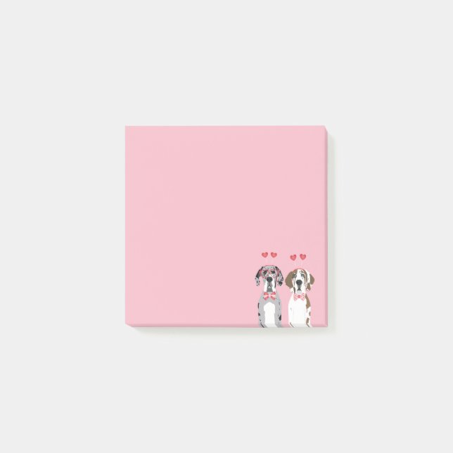 Post-it® Cute Valentine Great Dane Dogs Rose Red (Devant)