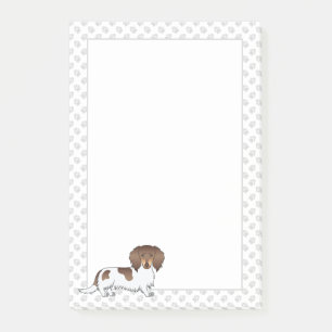Post-it® Dachshund à poils longs piebalds Chocolat & Tan & 