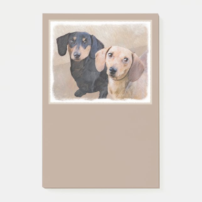 Post-it® Dachshund (Smooth) Peinture - Art Chien original (Devant)