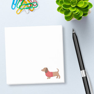Post-it® Dachshund Wiener Chien Douille Rouge Plaid