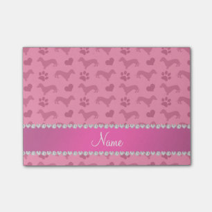 Post-it® Dachshunds roses de nom personnalisé - pattes de 