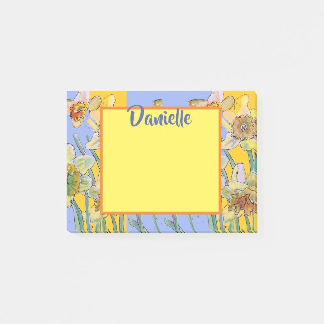 Post-it® Daffodique Aquarelle Art Femmes Nom Post It Notes (Devant)