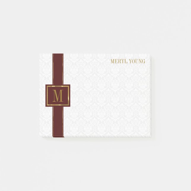 Post-it® Damas blanc monogramme (Devant)