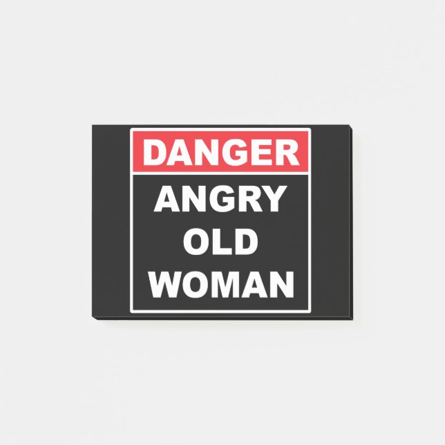 Post-it® Danger : Angry Old Woman - Drôle Gag cadeau (Devant)