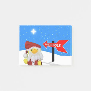 Post-it® Danny Duck en Père Noël se rend au pôle Nord.