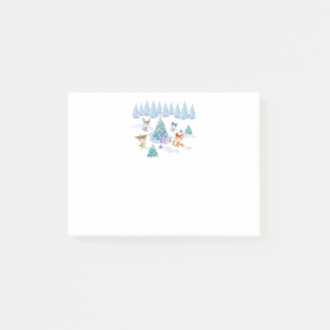Post-it® Danse Animaux de forêt Noël Aquarelle (Devant)