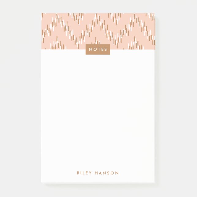 Post-it® Dashing Boho Ikat Zig Zag Motif Post-It - Orange (Devant)