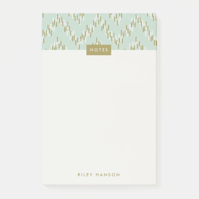 Post-it® Dashing Boho Ikat Zig Zag Motif Post-It - Vert (Devant)