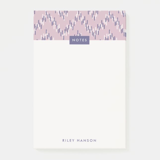Post-it® Dashing Boho Ikat Zig Zag Motif Post-It - Violet (Devant)