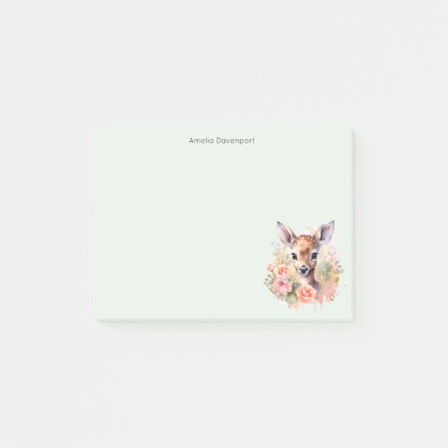 Post-it® De Beaux Cerfs Entourés De Roses (Devant)