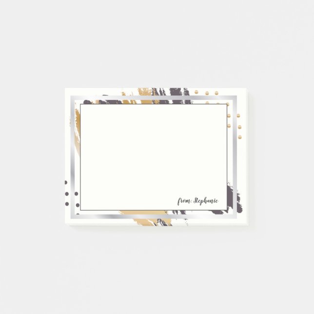 Post-it® DE VOTRE NOM | Trucs de pinceau or et noir (Devant)