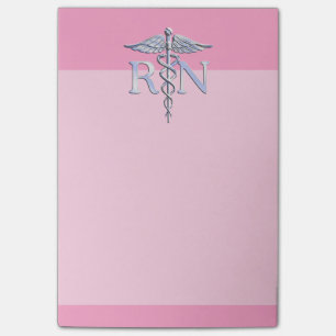 Post-it® Décor rose-clair de caducée argenté d'infirmier