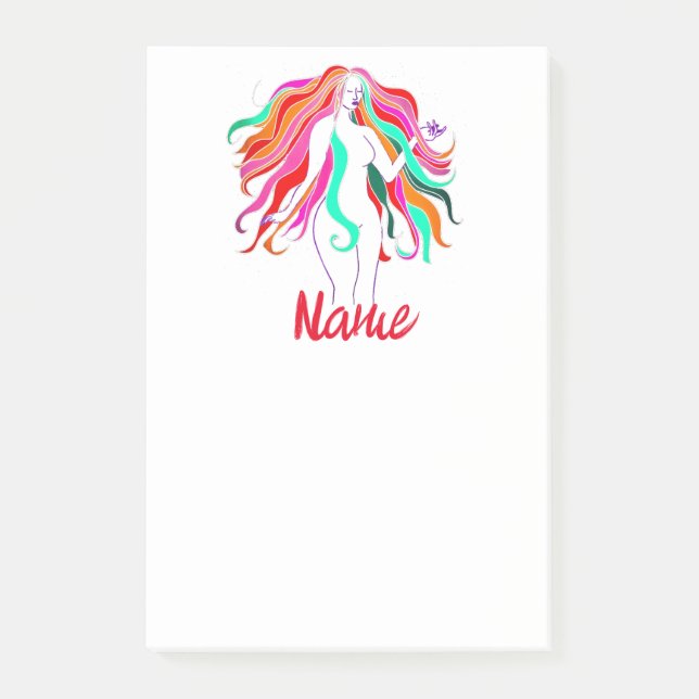Post-it® Déesse aux cheveux longs multicolores Thunder_Cove (Devant)
