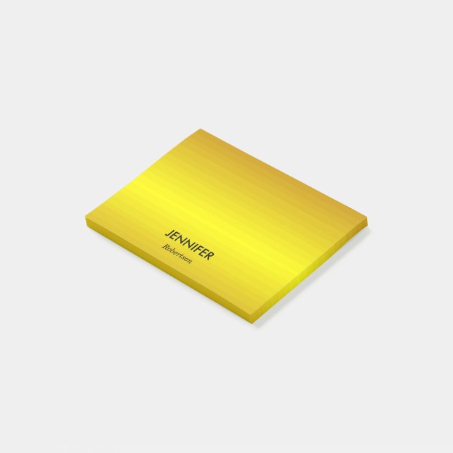 Post-it® dégradé d'or de nom personnalisé (Incliné)