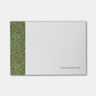 Post-it® Dentelle en feuilles d'or sur arrière - plan vert