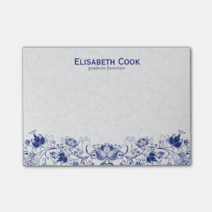 Post-it® Dentelle Florale Vintage Bleue Et Blanc