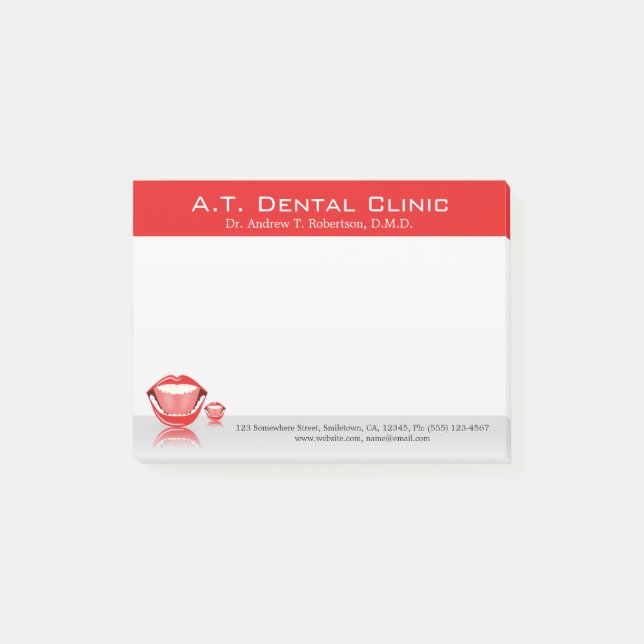 Post-it® Dentiste dentaire à grande bouche Petites notes po (Devant)