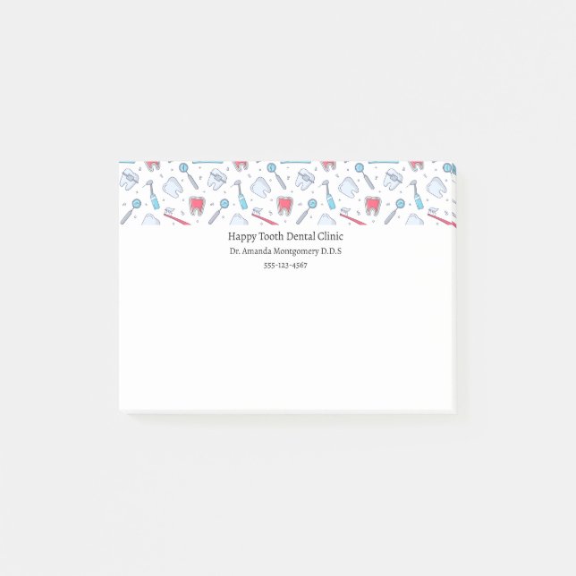 Post-it® Dents et outils Motif dentaire Dentiste (Devant)