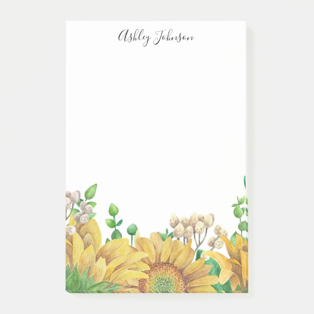 Post-it® Des notes de fleurs rustiques. Aquarelle florale.  (Devant)