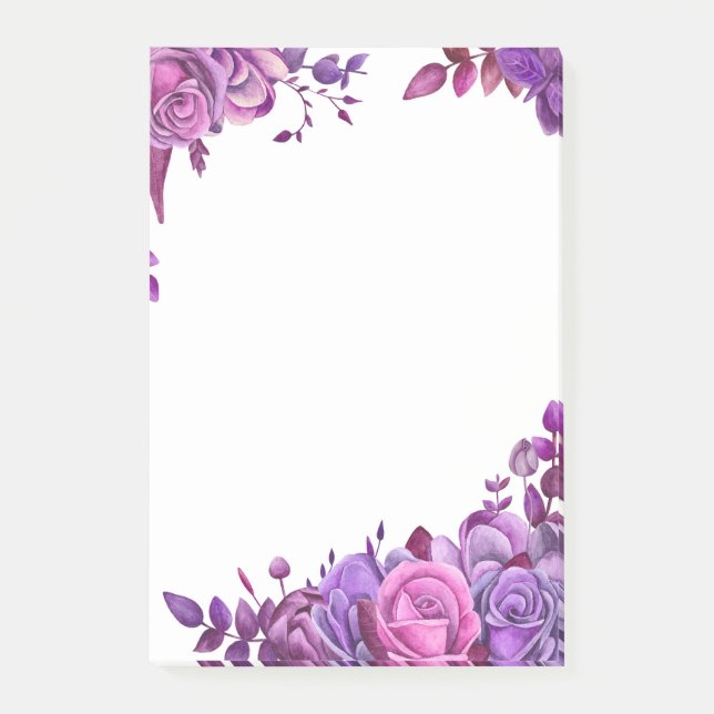 Post-it® Des notes de fleurs violettes. Lilac floral. Botan (Devant)