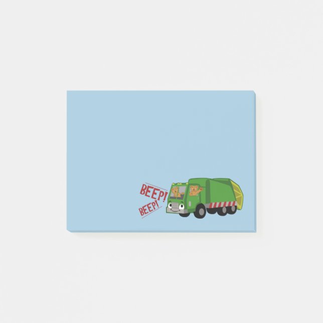 Post-it® Des ours conduisant un camion d'ordures (Devant)