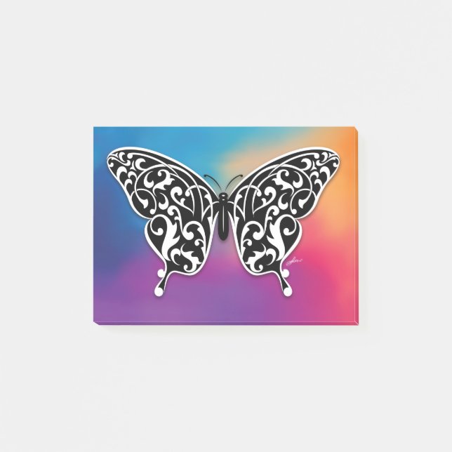 Post-it® Design papillon avec couleurs coucher de soleil (Devant)