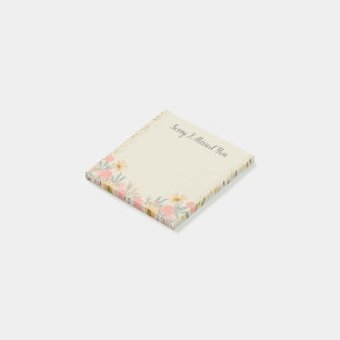 Post-it® Désolé De Vous Manquer Aquarelle Florale Rose